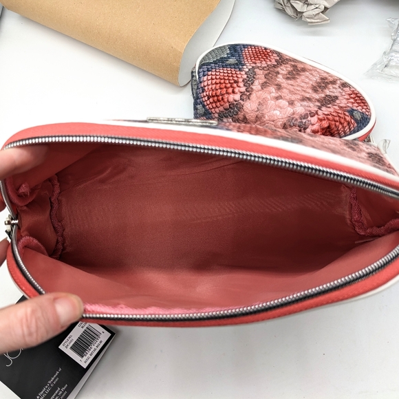 Joan & David Python Travel Cosmetic Toiletry Bags 3 Piece Set Pink JDC2751 - Picture 3 of 6